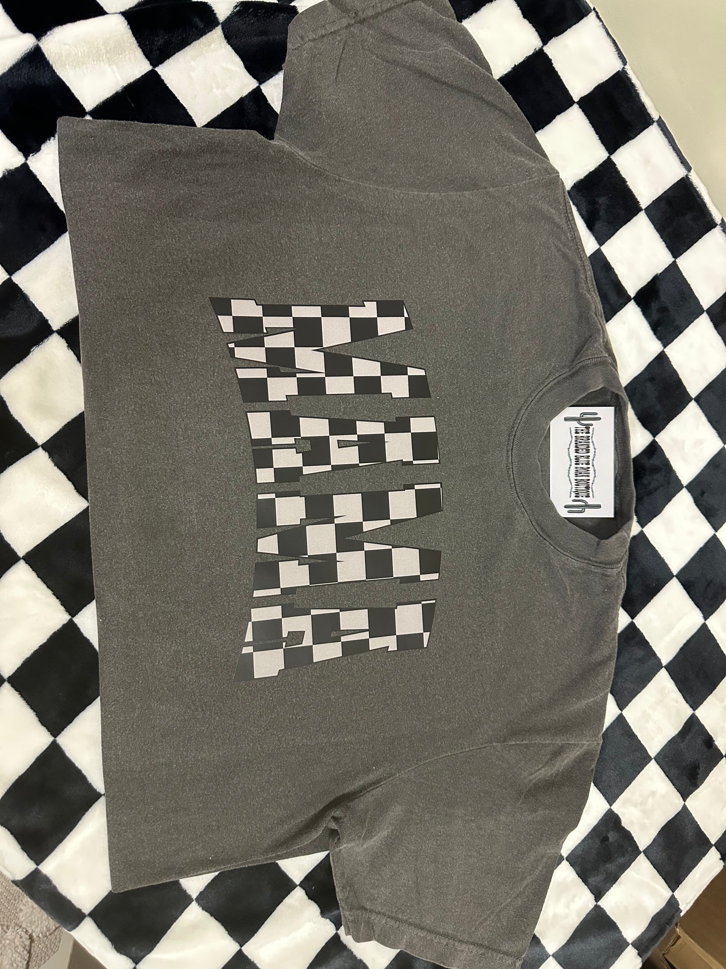 Checkered mama graphic tee - Comfort Colors