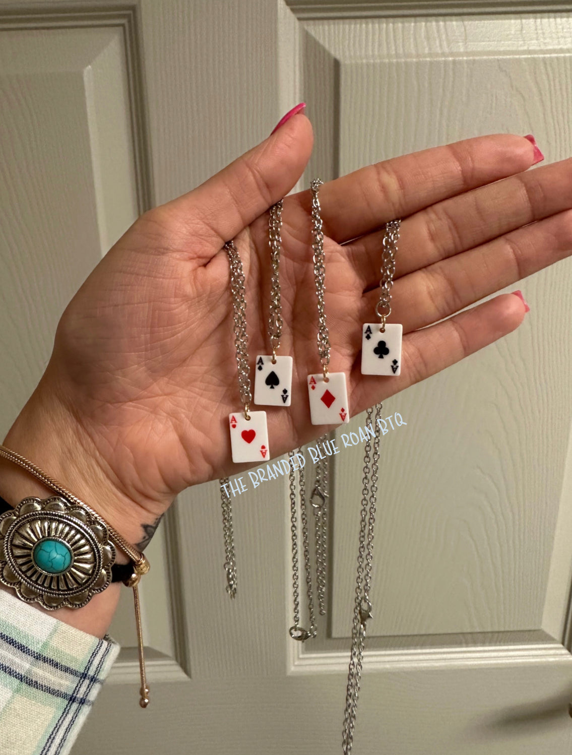 Play your cards right cowboy necklace