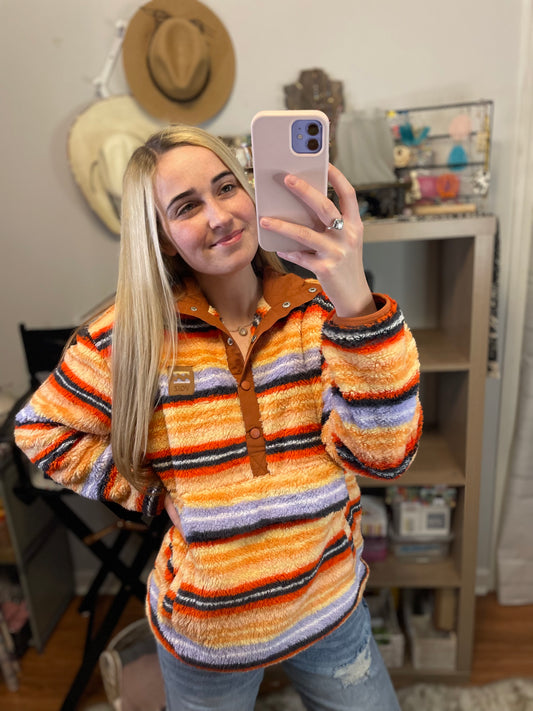 Orange Serape Striped Pullover