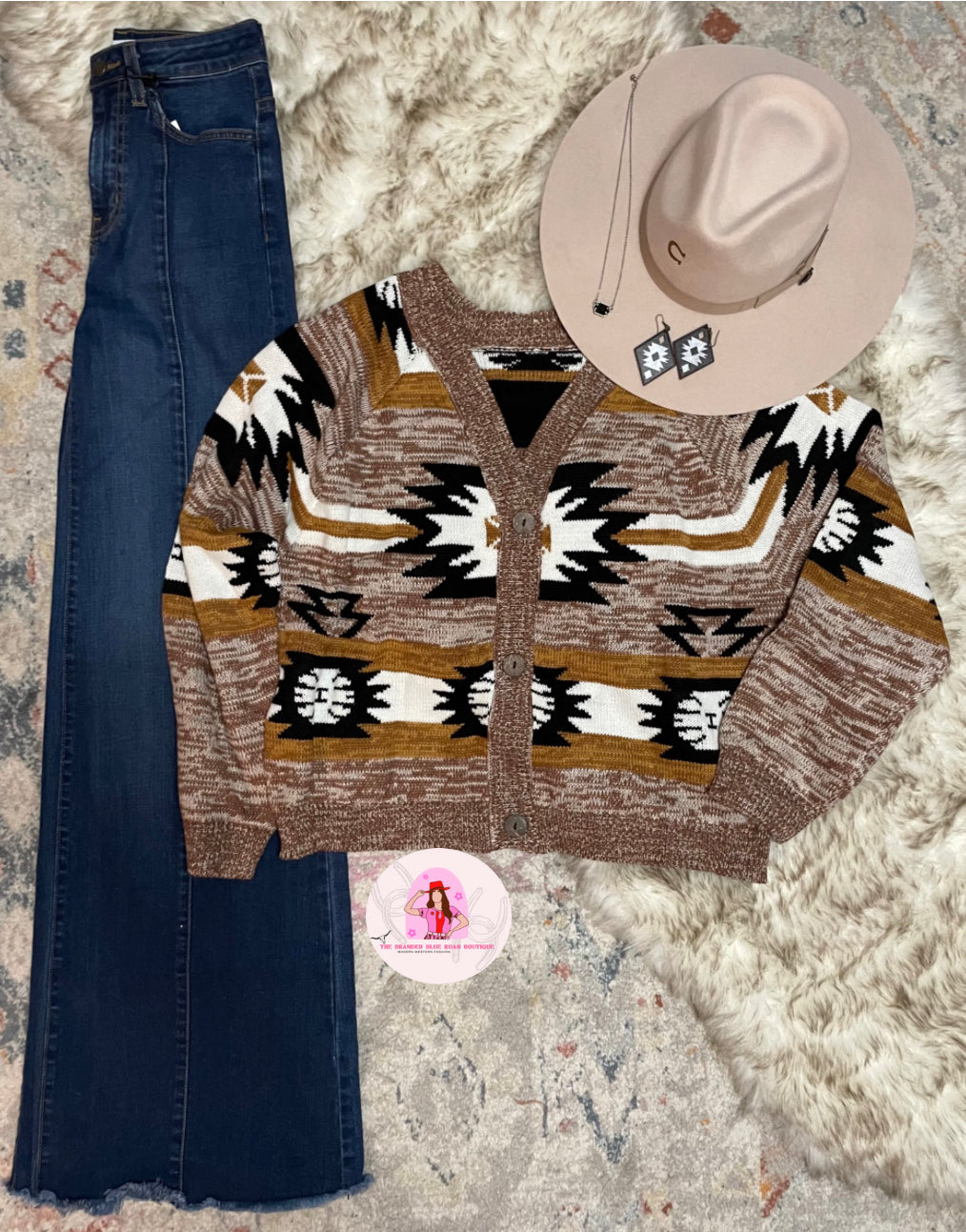 Brown Aztec Sweater Cardigan