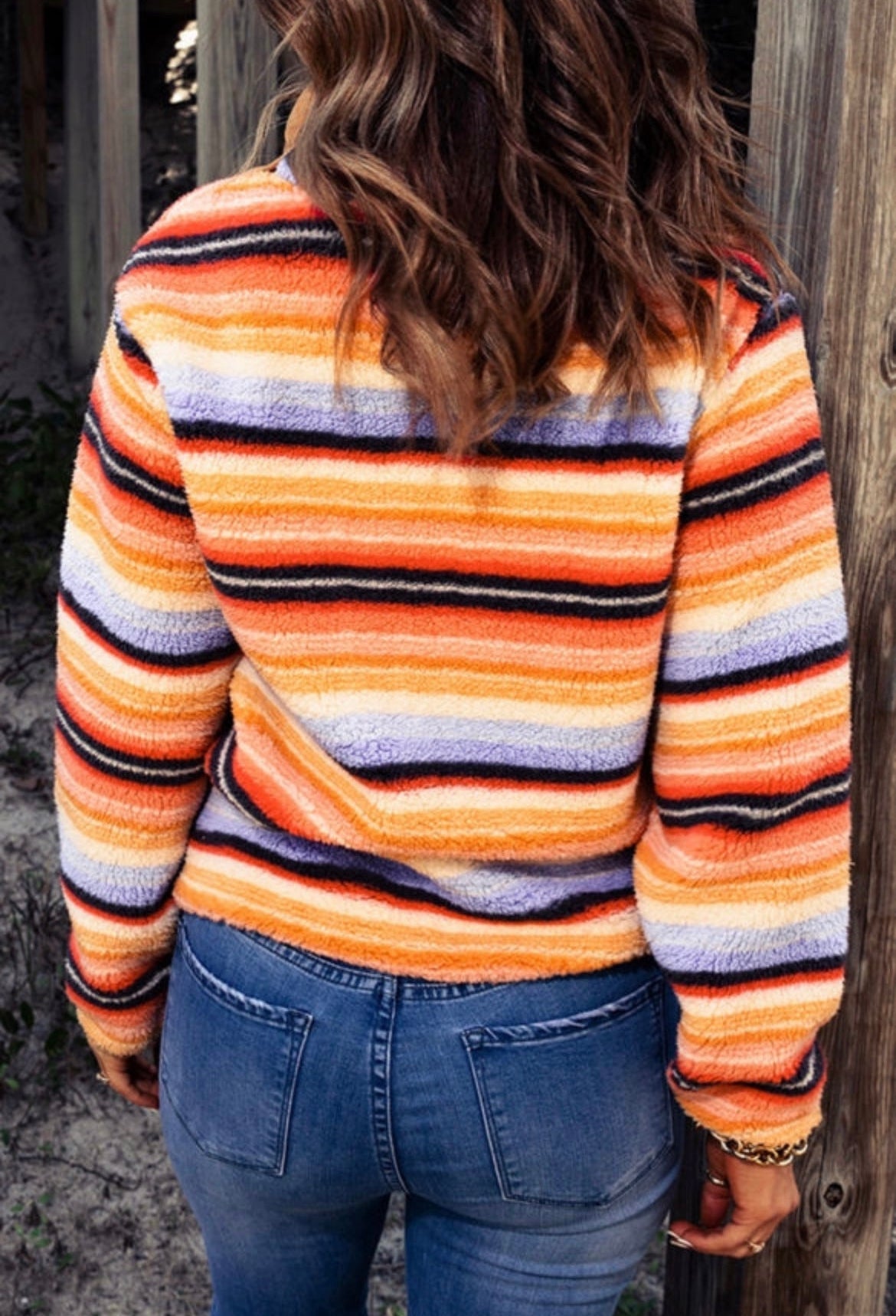 Orange Serape Striped Pullover