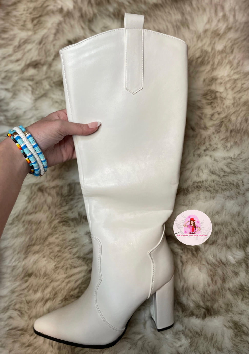 🤍Classic Jolene White Leather Boots🤍