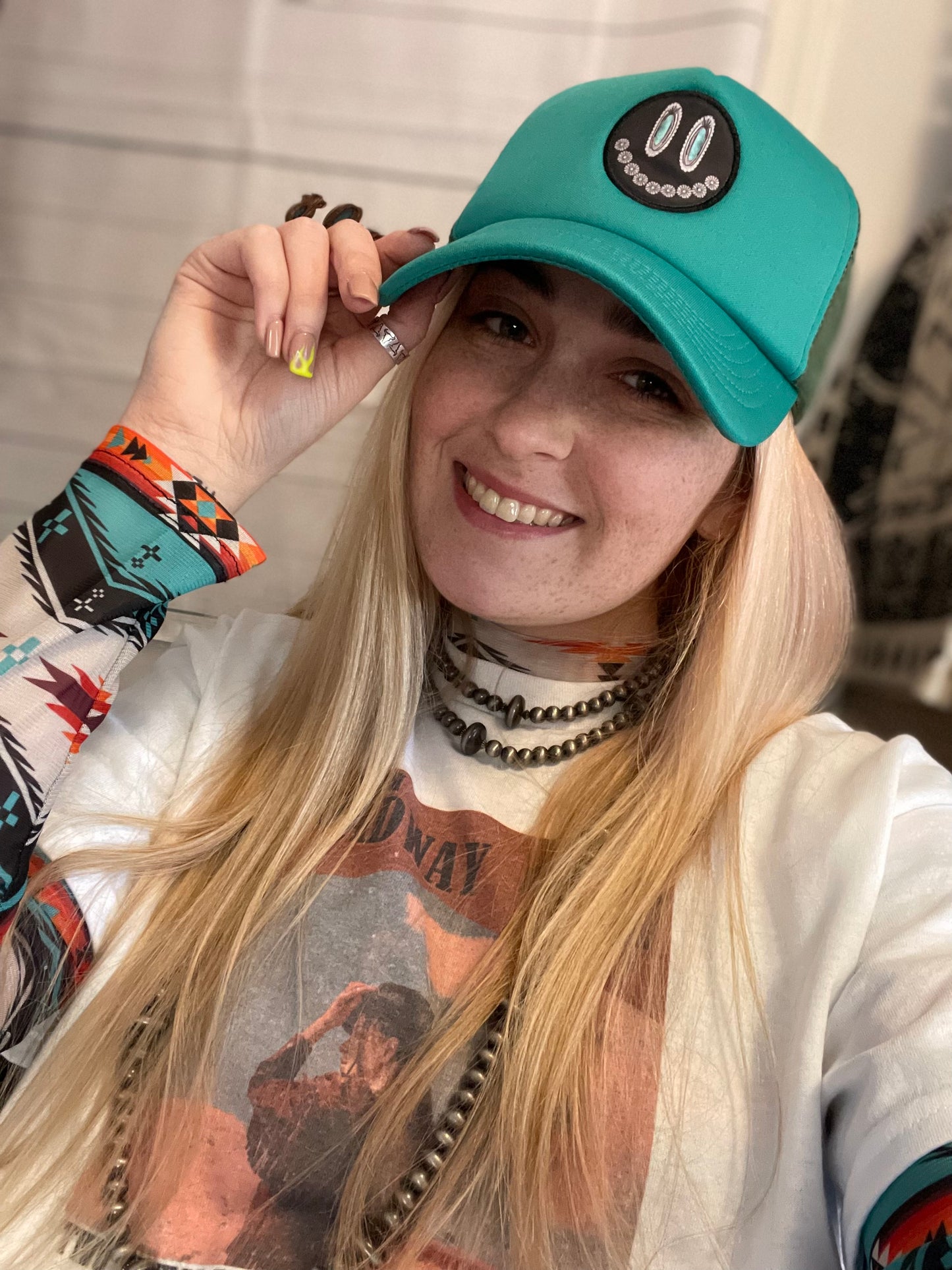 Turquoise Buckle Bunny Hat