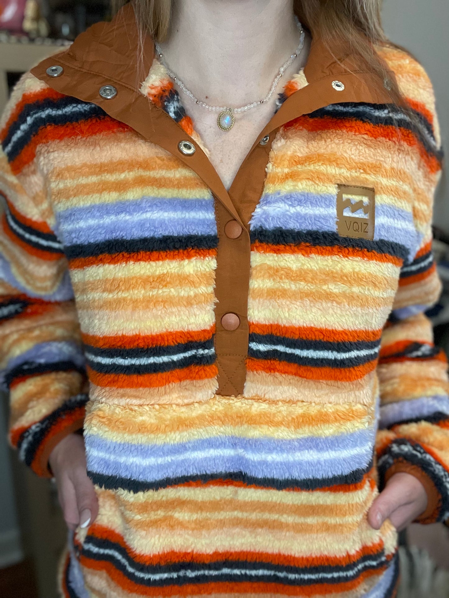 Orange Serape Striped Pullover